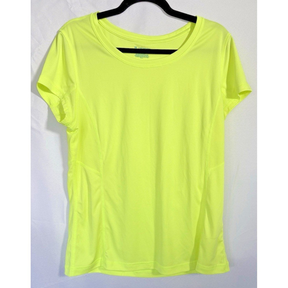 Tek Gear Top Size XL mesh insert womens short sleeve neon